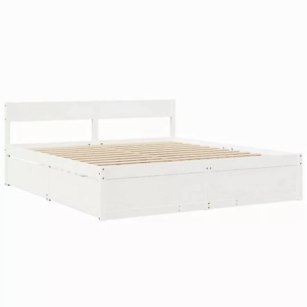 vidaXL Bett, Massivholzbett ohne Matratze Weiß 180x200 cm Kiefernholz günstig online kaufen