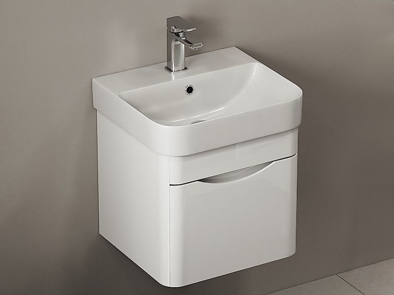 Aqua Bagno Badmöbel-Set Badmöbel Unterschrank mit Waschtisch weiß Hochglanz günstig online kaufen