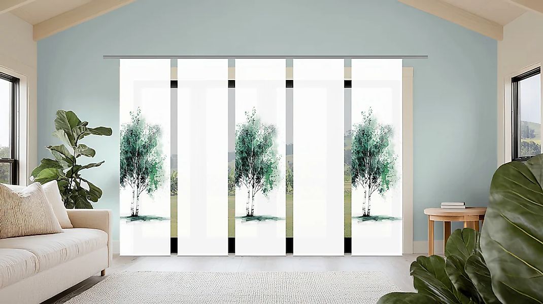 HOME WOHNIDEEN Schiebegardine "TREE" Paneelwagen 5 Stk. tlg. Schiebewand Se günstig online kaufen