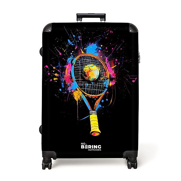 NoBoringSuitcases.com© Hartschalen-Trolley Bunter Tennisschläger mit Ball günstig online kaufen