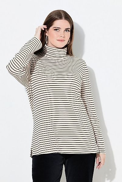 Ulla Popken T-Shirt Shirt gerippt Slim Rollkragen Langarm Biobaumwolle günstig online kaufen