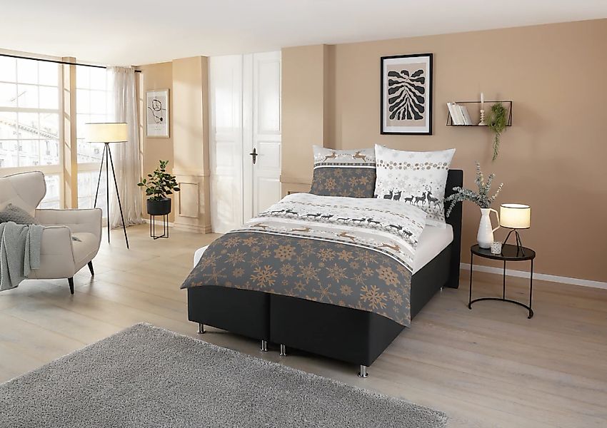 CASATEX Bettwäsche "Winterworld" 2 Stk. Hirschmotive, Schneekristalle, kusc günstig online kaufen