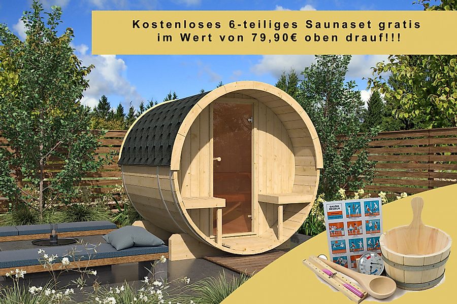 Finn Art Blockhaus Fasssauna Alvi 1, günstig online kaufen