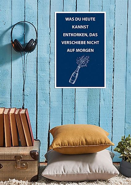 queence Metallbild "Entkorken", Schriftzüge, (1 St.), Stahlschilder günstig online kaufen