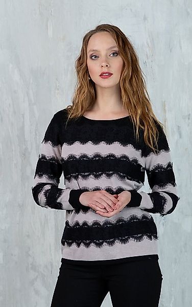 Passioni Strickpullover mit Spitzendetail günstig online kaufen