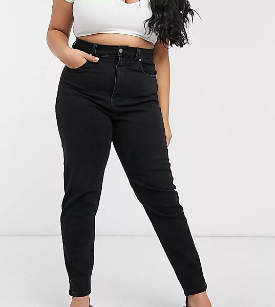 Dr Denim Plus – Nora – Mom-Jeans mit hohem Bund in Schwarz günstig online kaufen