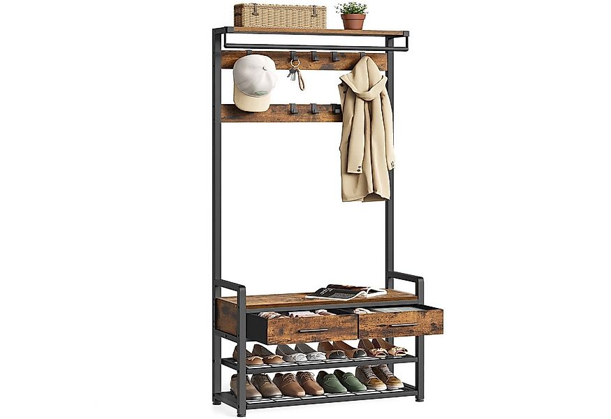 VASAGLE Garderobenständer Garderobe, mit Schuhbank, 2 Schubladen aus Stoff, günstig online kaufen