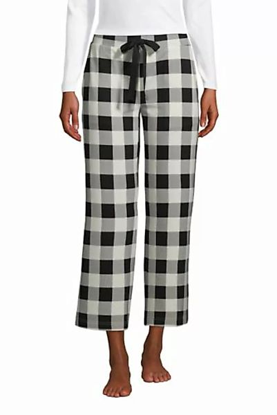 Weite Jersey Pyjama-Hose in 7/8-Länge, Damen, Größe: 48-50 Normal, Schwarz, günstig online kaufen