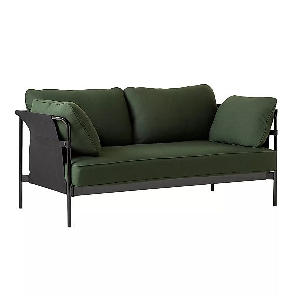 HAY - Can 2.0 2-Sitzer Sofa Gestell Stahl schwarz - dunkelgrün/Stoff Kvadra günstig online kaufen