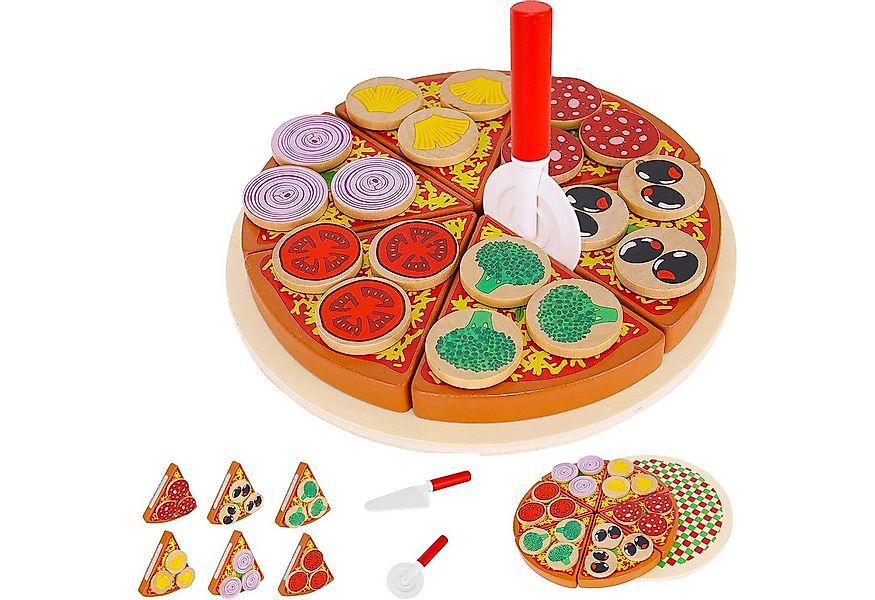 KRUZZEL Spielküche Pizza-Set aus Holz für Kinderküche mit Schneidebrett & P günstig online kaufen