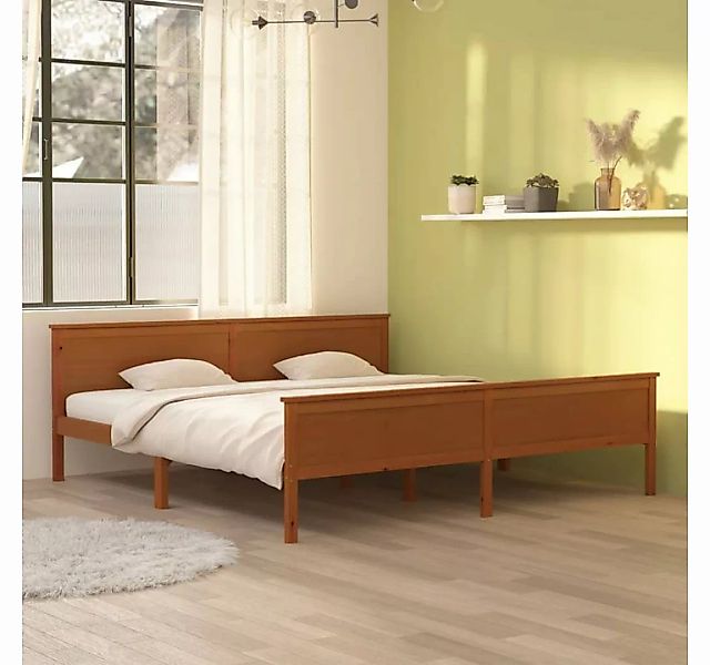 furnicato Bett Massivholzbett Honigbraun Kiefernholz 200x200 cm günstig online kaufen