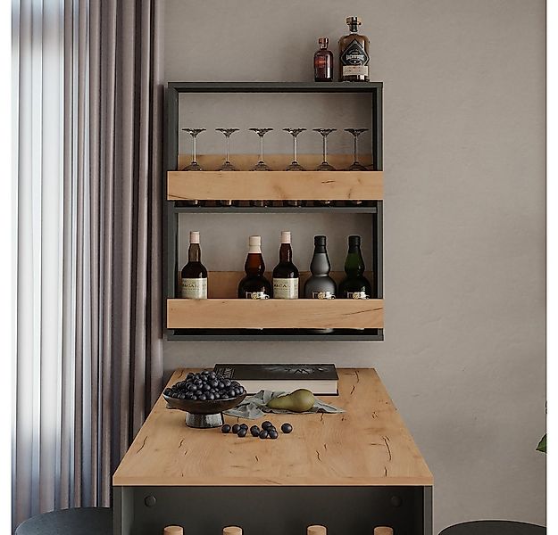 Vicco Weinregal Repose, Goldkraft Eiche/Anthrazit, 60 x 72 cm günstig online kaufen