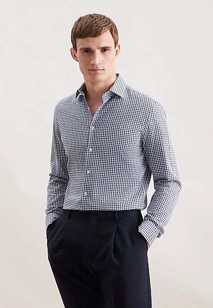 seidensticker Flanellhemd "Schwarze Rose" Shaped 1/1 Kentkragen Karo günstig online kaufen