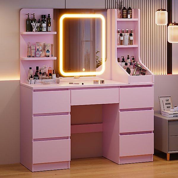 HOMALL Schminktisch Eingebaute LED-Beleuchtung, einstellbare Helligkeit, günstig online kaufen