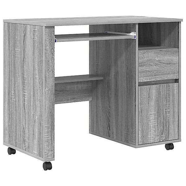 vidaXL Tisch mit Rollen mit Regal Grau 91 x 50 x 77 cm Holzwerkstoff 869535 günstig online kaufen