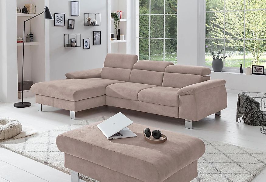 COTTA Ecksofa "Komaris L-Form, B: 244 cm" mit Kopfteilverstellung, optional günstig online kaufen