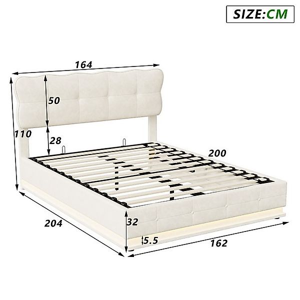 FUROKOY Stauraumbett Polsterbett Doppelbett mit LED-Beleuchtung (Gepolstert günstig online kaufen