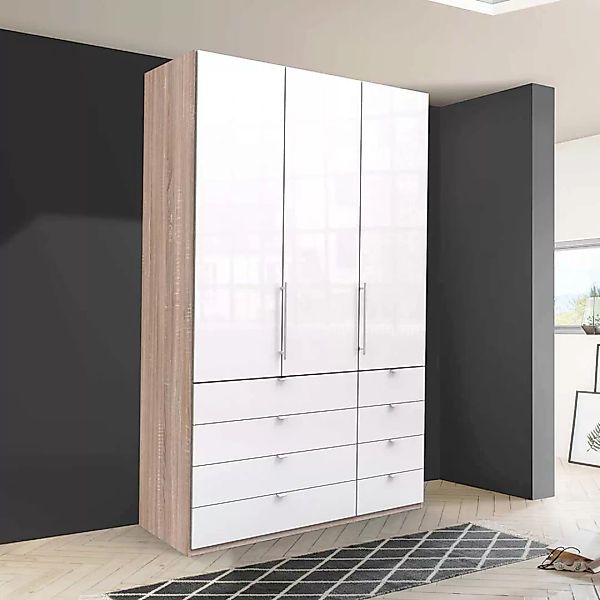 Moderner Schlafzimmerschrank mit 8 Schubladen und 2 Türen glasbeschichtet günstig online kaufen