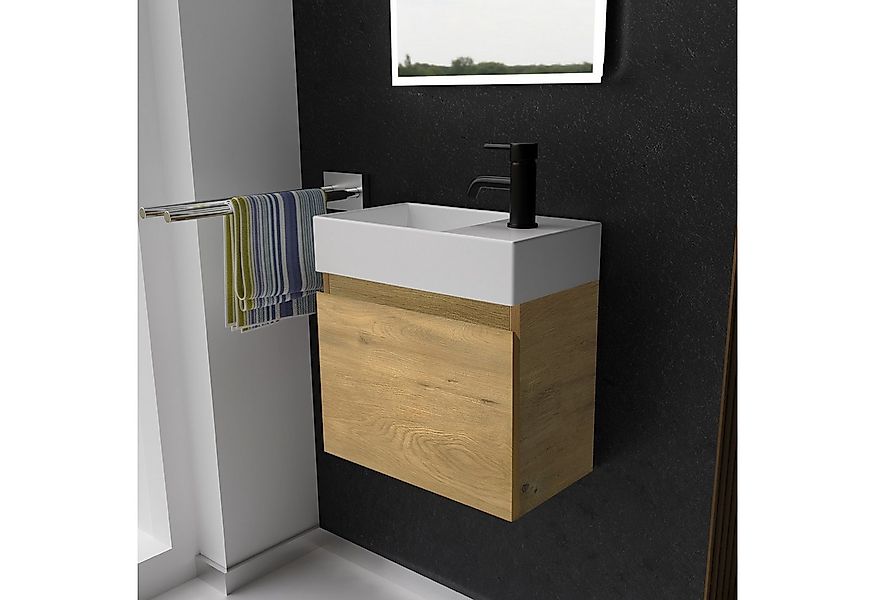 Alpenberger Badmöbel-Set - Waschbecken mit Unterschrank - Badschrank Komple günstig online kaufen