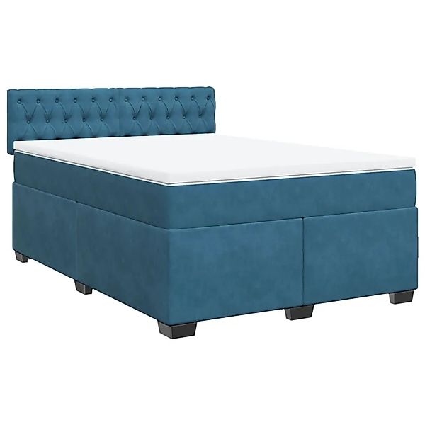 vidaXL Boxspringbett mit Matratze Blau 160x200 cm Samt 3286364 günstig online kaufen