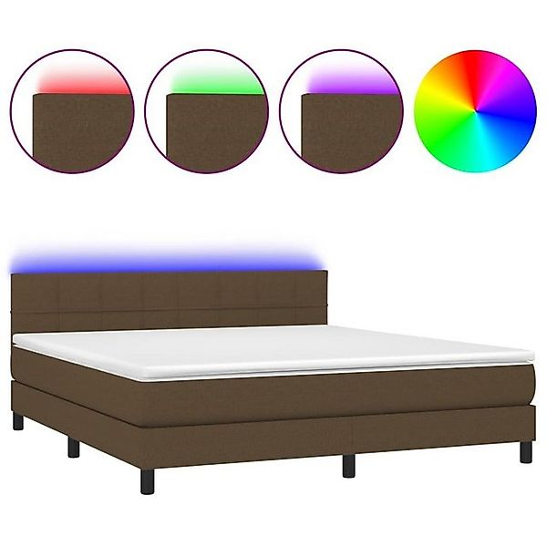 vidaXL Boxspringbett Boxspringbett mit Matratze LED Dunkelbraun 160x200 cm günstig online kaufen