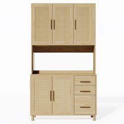 Odikalo Küchenbuffet Buffetschrank Sideboard Schubladen Natur/Schwarz günstig online kaufen