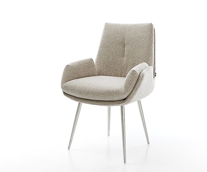 Esszimmerstuhl Clea-Flex Webstoff Soft Beige 4-Fuß konisch Edelstahl günstig online kaufen