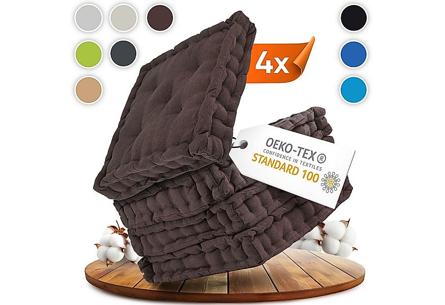 Gräfenstayn Sitzkissen 4er Set 40x40 cm mit 8 cm Polsterung aus 100 % Baumw günstig online kaufen