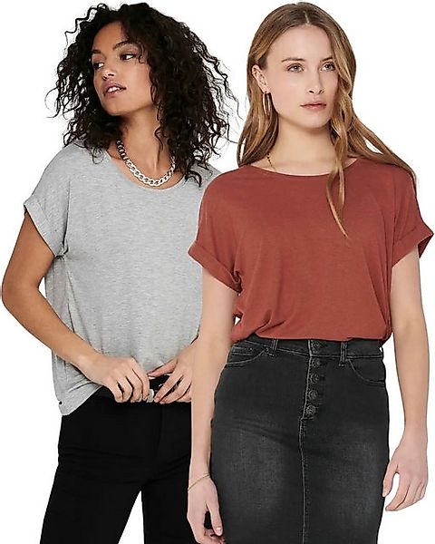 ONLY T-Shirt Stilvolles Basic Shirt mit Rundhalsausschnitt (2er-Pack) in Un günstig online kaufen