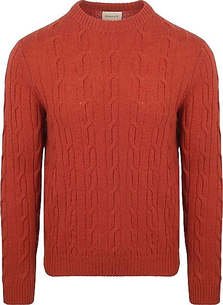 Gant Pullover Crewneck Lambswool Cable Modern Rust - Größe 3XL günstig online kaufen