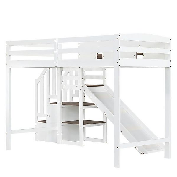 Thanaddo Hochbett Etagenbett, Kinderbett Mit Fenster, Mit Kinderrutsche günstig online kaufen