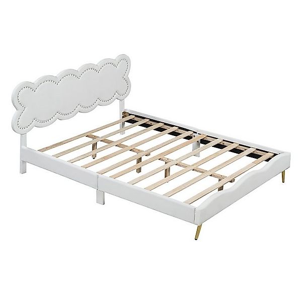 IDEASY Polsterbett 140x200cm, Doppelbett mit wolkenförmigen Kopfteil, PU-Ma günstig online kaufen