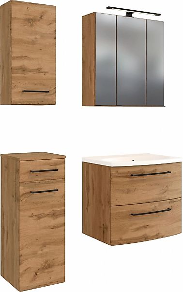 welltime Badmöbel-Set "Chicago" Spiegelschrank, Waschtisch, Hängeschrank, U günstig online kaufen