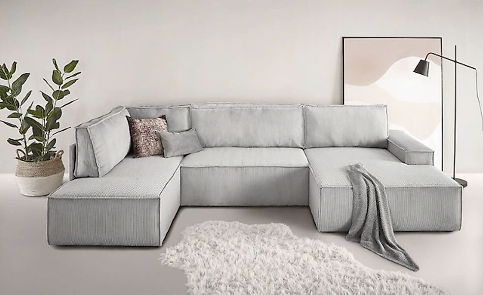 Home affaire Wohnlandschaft "SHERWOOD 329 cm, U-Form, Schlafsofa," Schlaffu günstig online kaufen