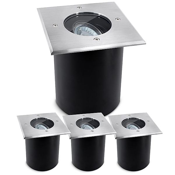 SSC-LUXon 4er Set Juavi Bodeneinbaustrahler Eckig Silber IP67 Schwenkbar fü günstig online kaufen