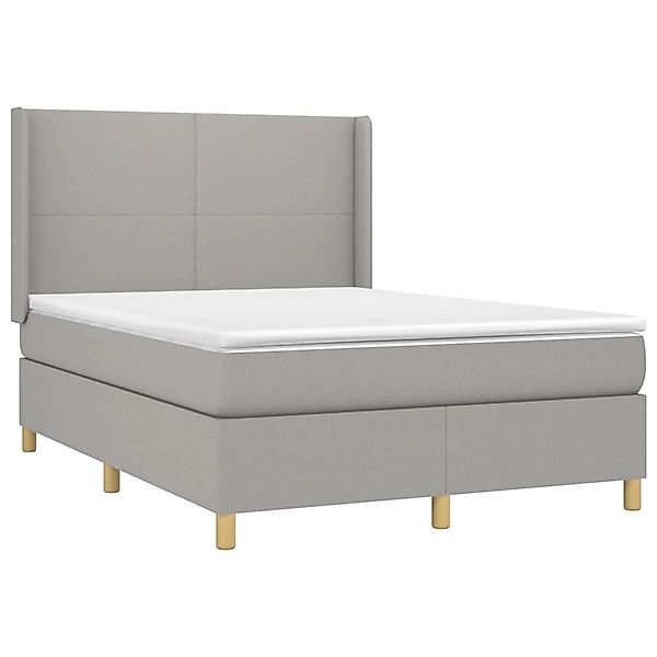 vidaXL Boxspringbett mit Matratze & LED Hellgrau 140x200 cm Stoff 3138717 günstig online kaufen