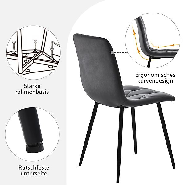 i@home Esszimmerstuhl 4er-Set Polsterstuhl Design Stuhl,Twill günstig online kaufen