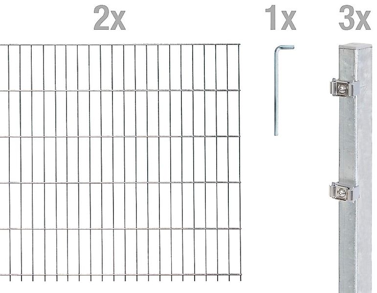 Alberts Doppelstabmattenzaun Grundset, (Set), Höhe: 80-160 günstig online kaufen