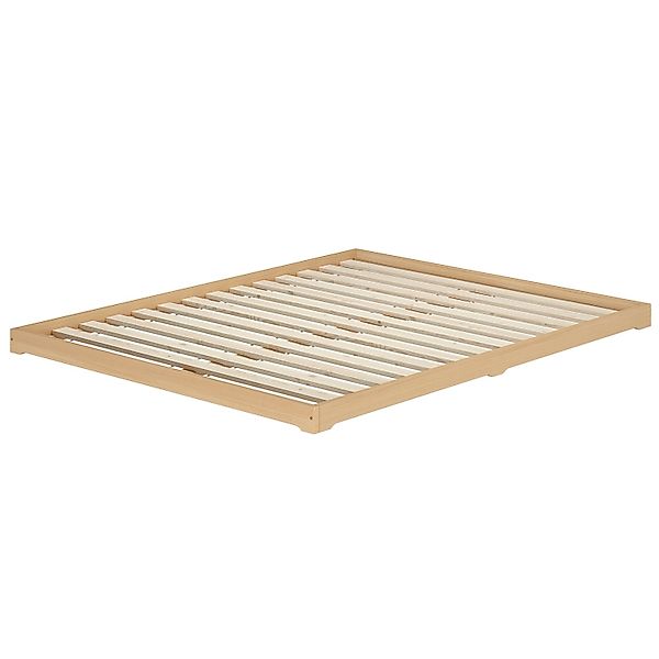 Erst-Holz Breites Bodenbett Doppelbett Buche Massiv 160 x 200 cm Rollrost i günstig online kaufen