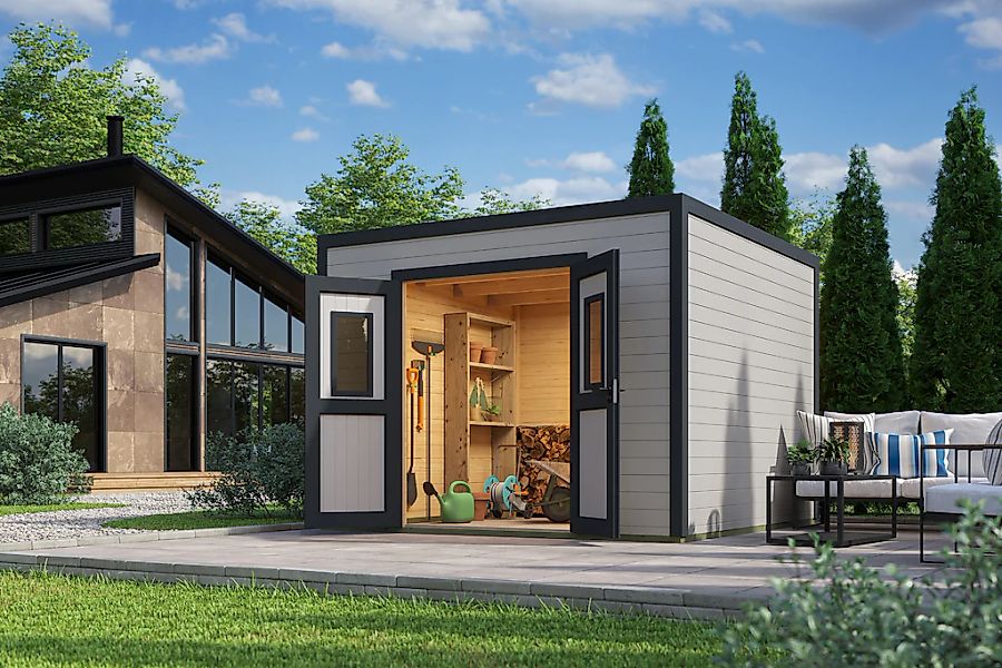 Nordic Holz Gartenhaus "Felix 3", kleiner stilvoller Schuppen mit Flachdach günstig online kaufen