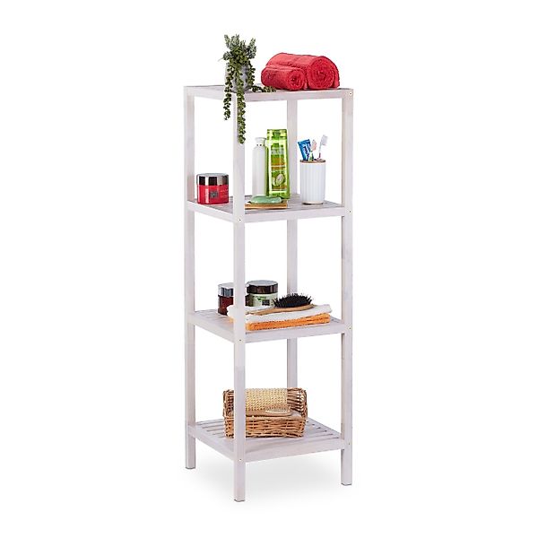 relaxdays Badregal Walnuss weiß, 4 günstig online kaufen