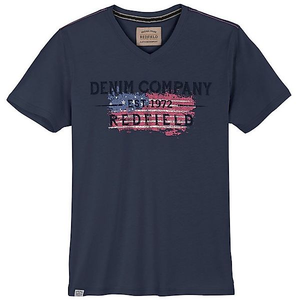redfield V-Shirt Redfield XXL V-Neck T-Shirt denimblau Vintageprint günstig online kaufen