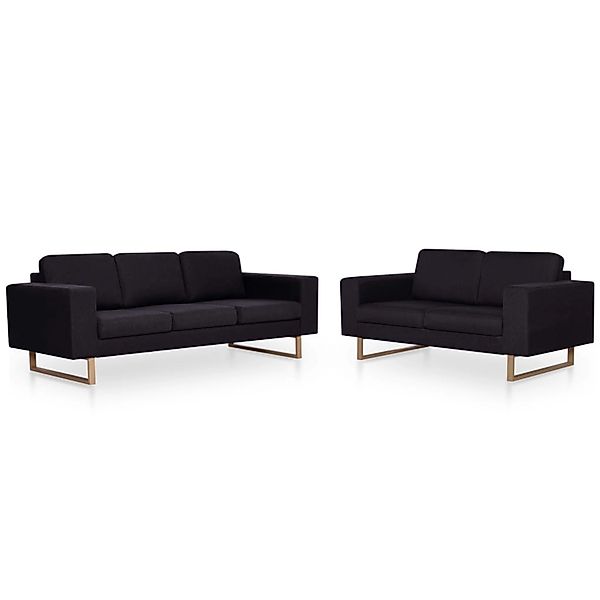 vidaXL 2-Tlg Sofagarnitur Stoff Schwarz Modell 2 günstig online kaufen