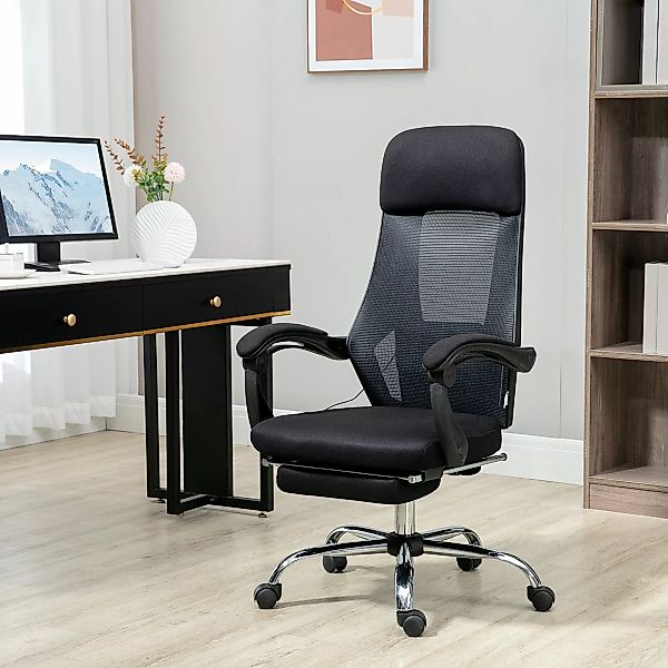 Vinsetto Bürosessel mit Massagefunktion USB-Schnittstelle inkl. Fußstütze v günstig online kaufen
