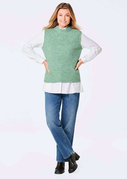 GOLDNER Strickpullover Edler Rippstrick Pullunder, Stehkragen günstig online kaufen