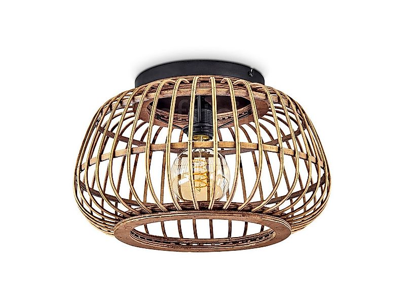 hofstein Deckenleuchte »Pontecagnano« Deckenlampe aus Metall/Holz/Rattan in günstig online kaufen