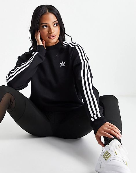Adidas Originals – adicolor – Schwarzes Sweatshirt mit drei Streifen günstig online kaufen