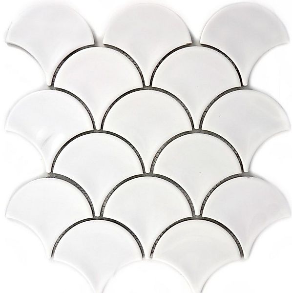 Mosani Mosaikfliesen Fächer Mosaik Fliese Keramik Fischschuppen Tropfen wei günstig online kaufen