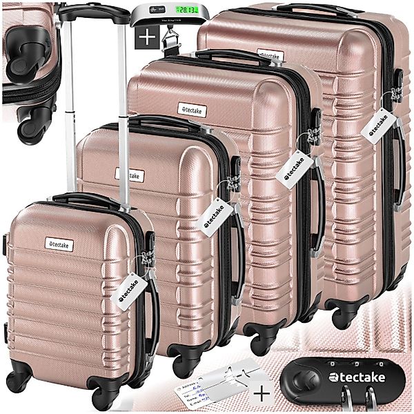 tectake Trolley Hartschalenkoffer-Set, 4 Rollen, 4-teilig günstig online kaufen