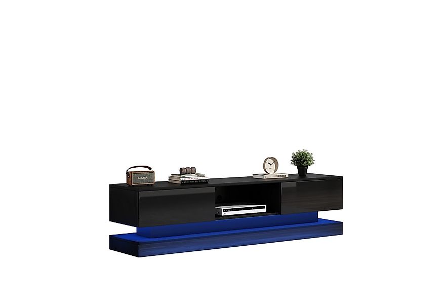 HAUSS SPOLE TV-Schrank Hochglanz-TV-Ständer mit LED-Beleuchtung, 2 Schublad günstig online kaufen